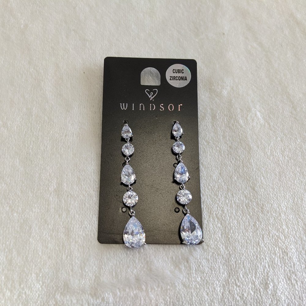 Windsor CZ Sparkle Teardrop Earrings